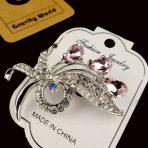 White Stone Work Leaf Design Hijab Pin/Brooch-1 - Image 3