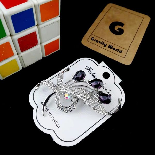 White Stone Work Leaf Design Hijab Pin