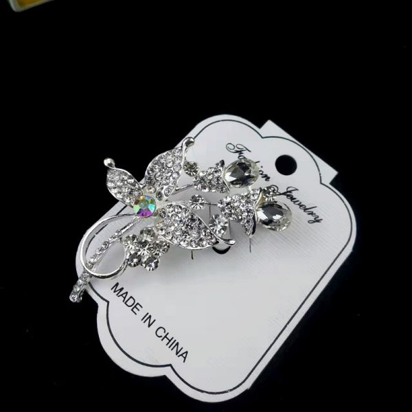 Leaf Design Stone Work Hijab Pin