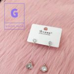 Single White Stone Drop Earrings