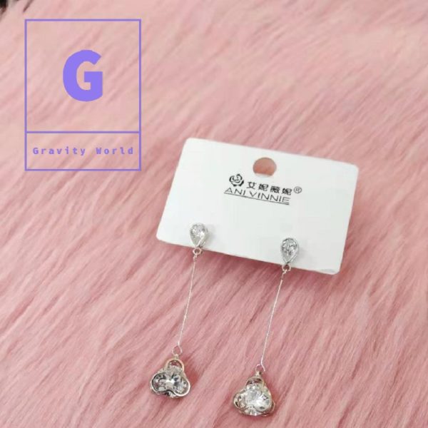 Single White Stone Drop Earrings