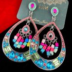 Stone Work Antique Tear Drop Earrings