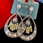 Stone Work Antique Tear Drop Earrings - Image 3