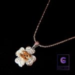 Flower Design Chanel Necklace with Snake Chain