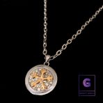 Cold Icon Round Shape Necklace with Cable Chain