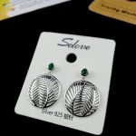 Round Leaf Design Drop Earrings