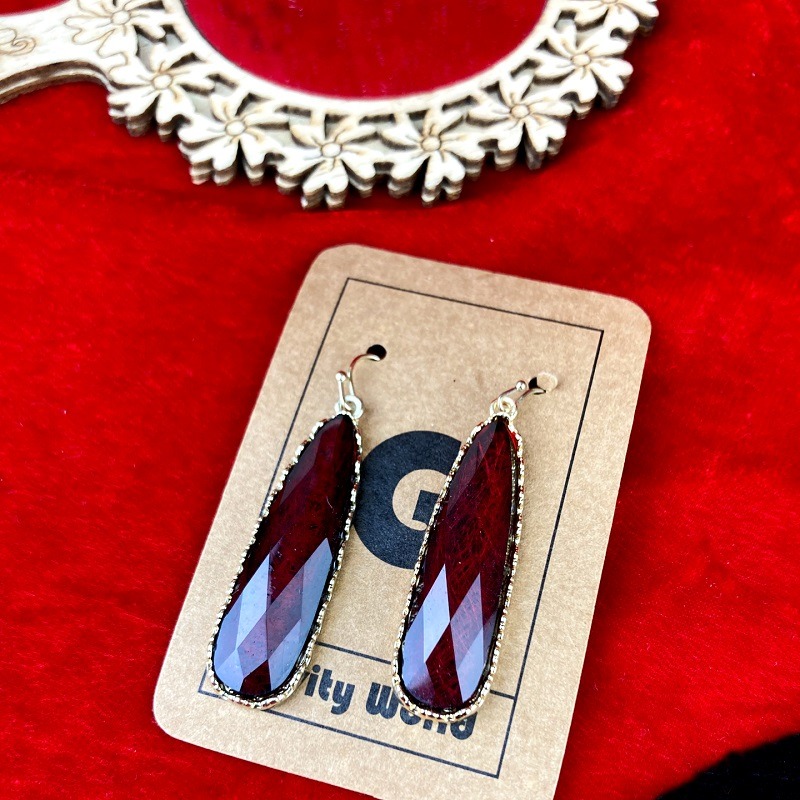 ER 22-117 5.3cm Long Stone Ear Spike Earrings - Image 1