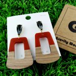 Wooden Rectangle Drop Earrings