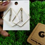Rectangle Golden Drop Earrings