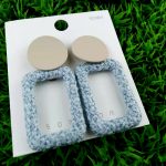 Sky-blue Rectangle Drop Earrings