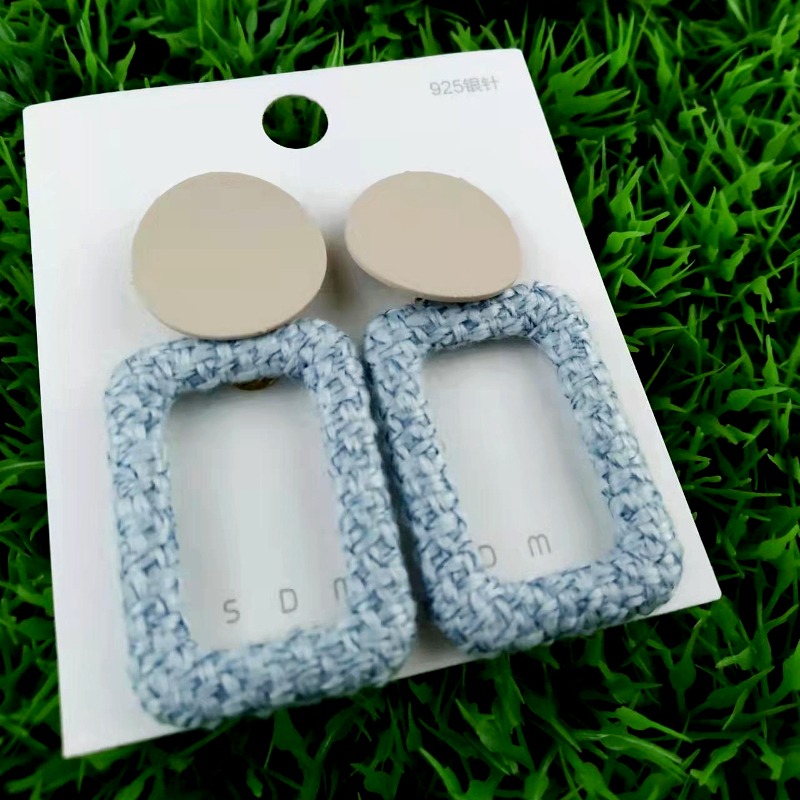 ER22-21 5.5cm Sky-blue Rectangle Drop Earrings - Image 1