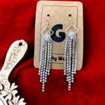 White Stone Dangle Earrings