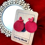 Red Velvet Round Drop Earrings