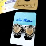 Love Shape Stone Stud Earrings