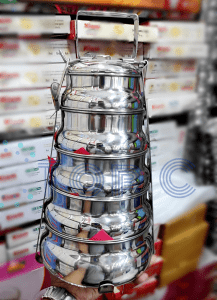 Real Picture of Temple Design Tiffin Carrier 5 Tier