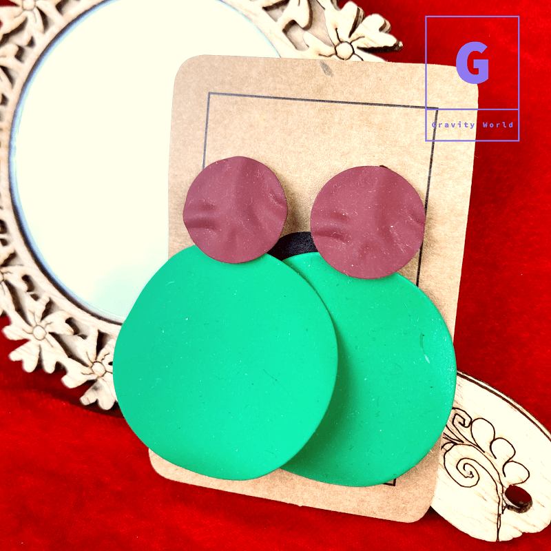 ER22-52 5cm Green Color Round Drop Earrings - Image 1
