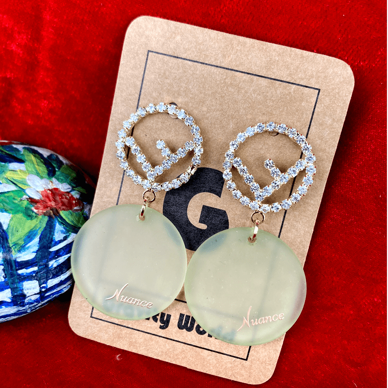 ER22-53 5cm Matt Green Fashion Drop Earrings - Image 1