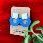 Blue Color Round Stud Earrings