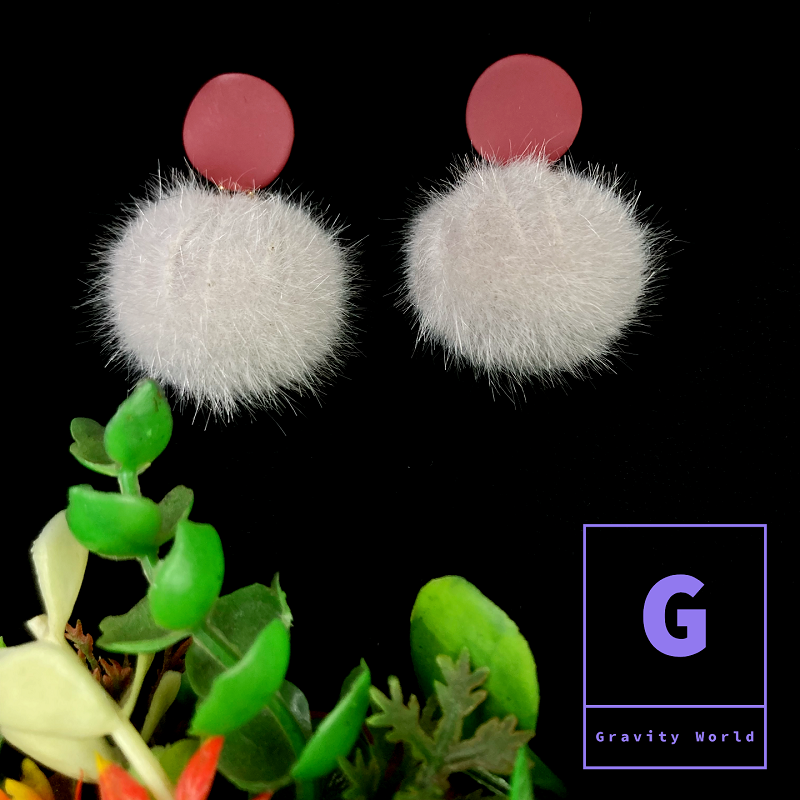 ER22-62 4.5cm Pom Pom Drop Earrings - Image 1