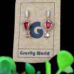 Red Stone Golden Drop Earrings