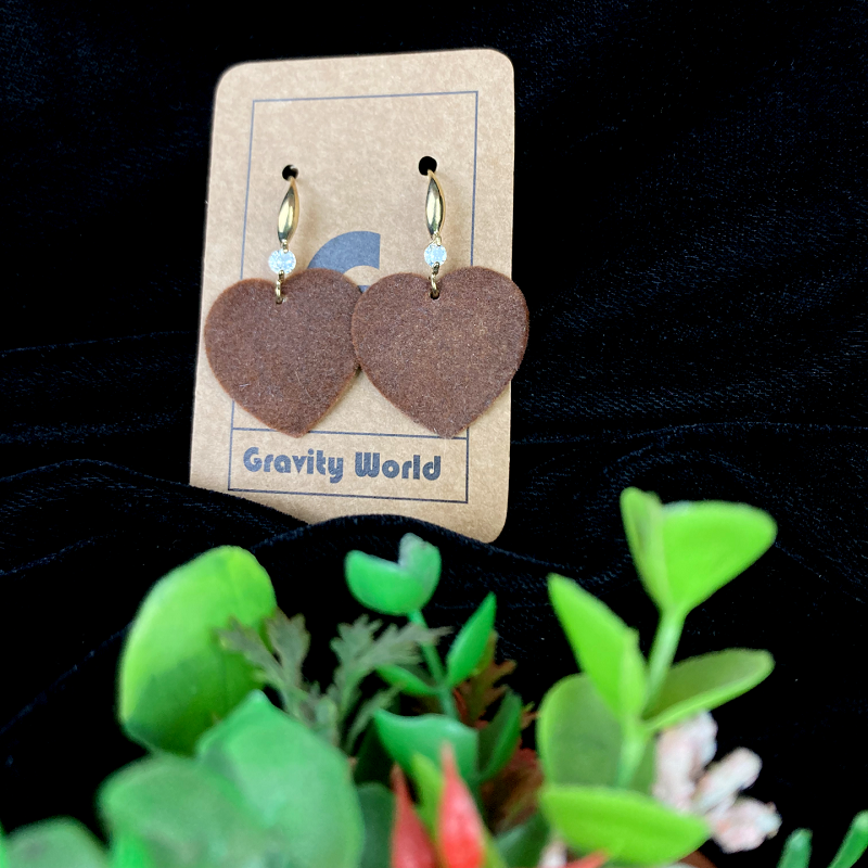ER22-65 4cm Love Shape Velvet Dangle Earrings - Image 1