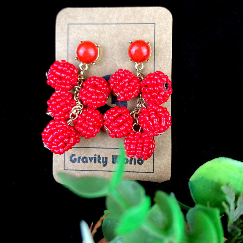 ER22-68 5cm Red Fruit Drop Earrings - Image 1