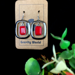 SS Color Red Dangle Earrings