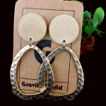 Oval Shape Design Golden Color Drop Earrings