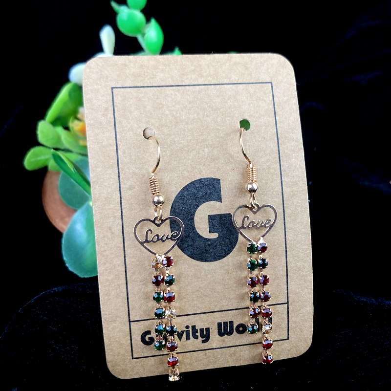 ER22-78 6cm Multi Color Stone Dangle Earrings - Image 1
