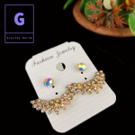 Golden Color Stone Work Jacket Earrings