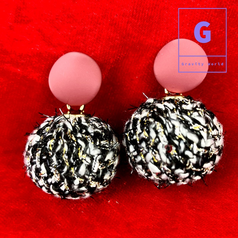 ER22-87 4cm Pompom Drop Earrings - Image 1