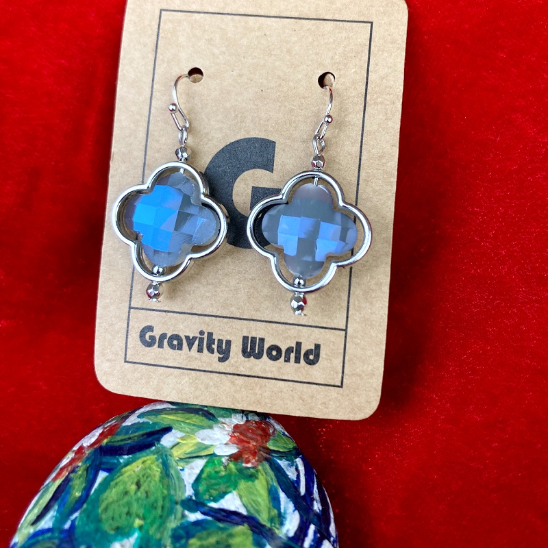 Blue Color movable Stone Dangle Earrings real picture gravityworldbd