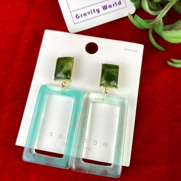Transparent Rectangle Drop Earrings