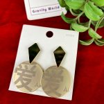 Chinese language Round Shape Metal Drop Earrings