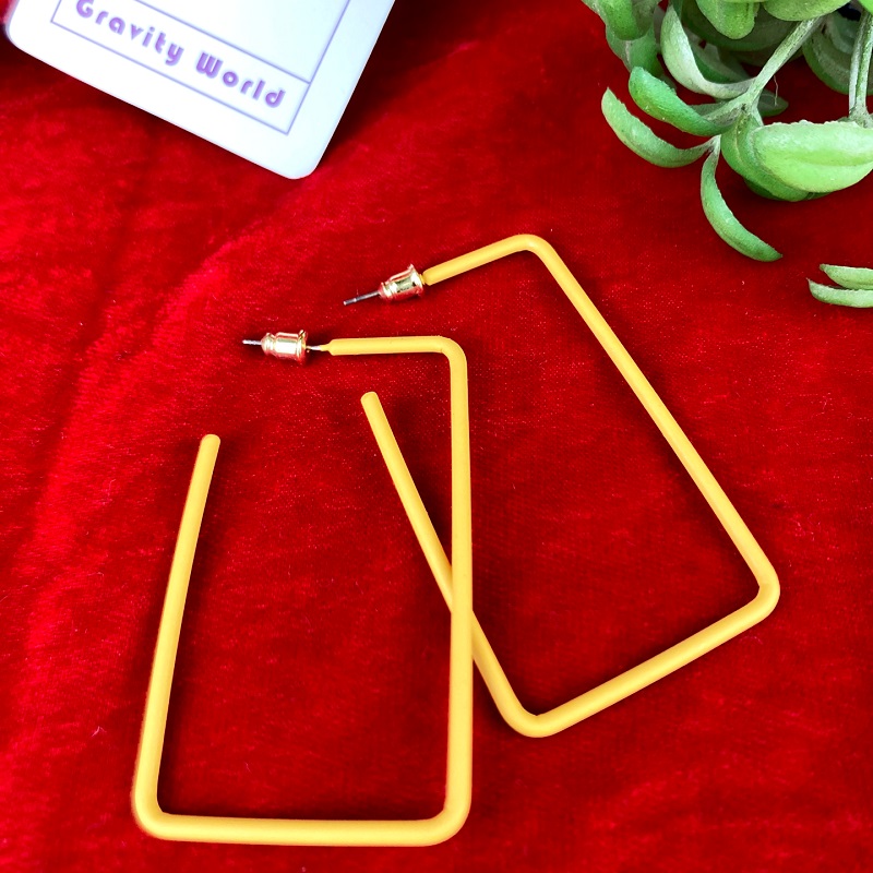 ER22-96 6cm Rectangle C Hoop Earrings - Image 1