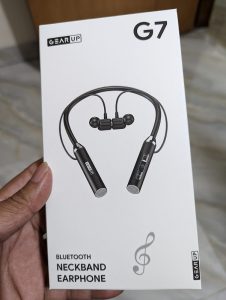 GearUp G7 Bluetooth Neckband box in hand gravityworldbd