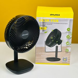 real picture of awei f23 with box rechargeable desk fan gravityworldbd