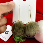 Pompom Round Drop Earspike Earrings