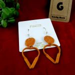 Orange Color Velvet Wire Hook Earrings
