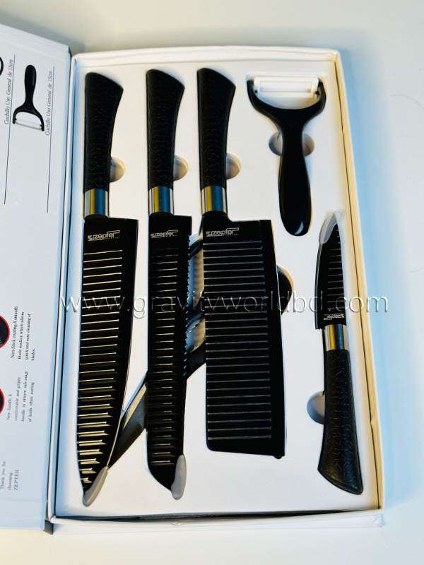 Zepter Kitchen Knife Set 6 in 1 Kitchen Scissors Fruit Peel Set image gravityworldbd