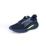 angle view of Black Casual Shoes for Men with Green Neon Color T4579