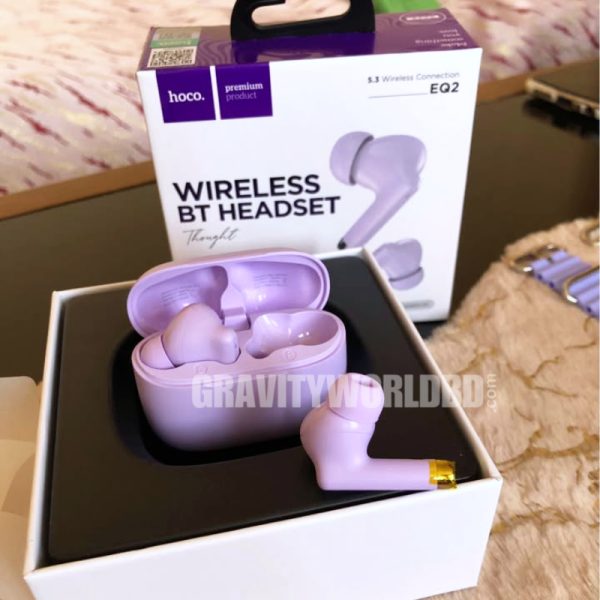 HOCO EQ2 TWS Earbuds real picture of purple color