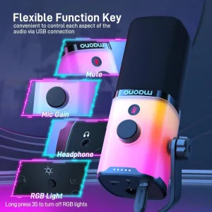 MAONO PD100X RGB USB/XLR Dynamic Microphone function key