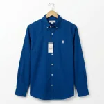 Blue Solid Smart Casual Shirt in hanger