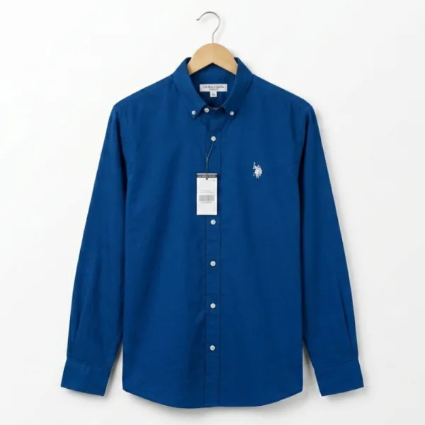 Blue Solid Smart Casual Shirt in hanger