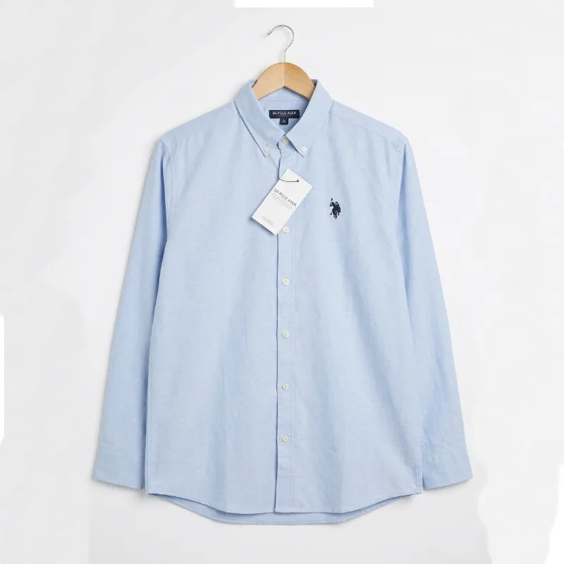 Sky Blue Solid Smart Shirt in hanger