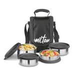 Milton Tasty Lunch 4 price in Bangladesh - 4 Container Stainless Steel Tiffin Box with Insulated Bag - Gravity World black color