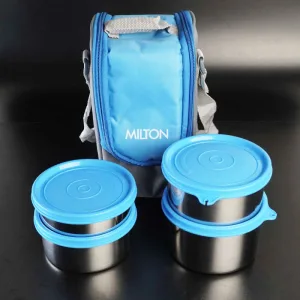 Milton Tasty Lunch 4 price in Bangladesh - 4 Container Stainless Steel Tiffin Box with Insulated Bag - Gravity World Real Picture