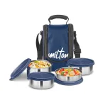 Milton Tasty Lunch 4 price in Bangladesh - 4 Container Stainless Steel Tiffin Box with Insulated Bag - Gravity World nevy color