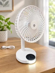 DP 7626 Desktop Rechargeable Table Fan with LED light base - Duration Power Bangladesh - Gravity World